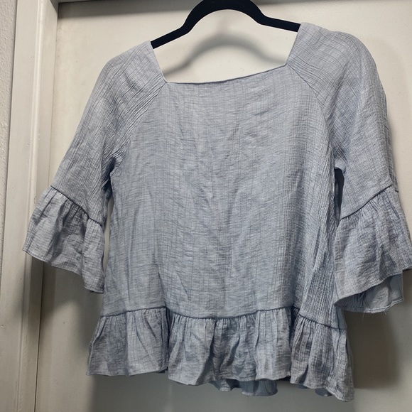 Moon River Blue Ruffle Square Neck Blouse - Picture 9 of 10